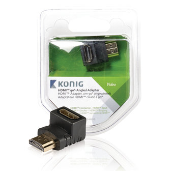High Speed HDMI met Ethernet Adapter 90&deg; Haaks HDMI-Connector - HDMI Female Antraciet