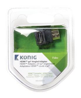 High Speed HDMI met Ethernet Adapter 90&deg; Haaks HDMI-Connector - HDMI Female Antraciet