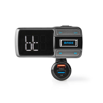 FM-Transmitter voor in de Auto | Bluetooth&reg; | Bass Boost | microSD-Kaartsleuf | Handsfree Bellen | Spraakbediening | 3,0 A / 2,4 A