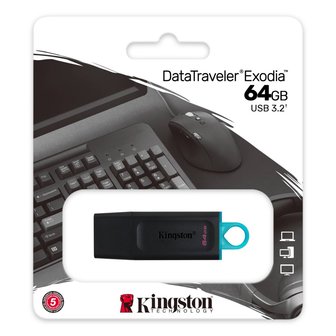 Kingston DataTraveler Exodia | 64GB USB-A 3.2 Flash Drive | Zwart