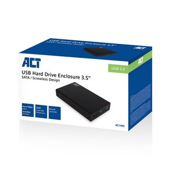 ACT AC1405 behuizing voor opslagstations HDD-/SSD-behuizing Zwart 3.5&quot;