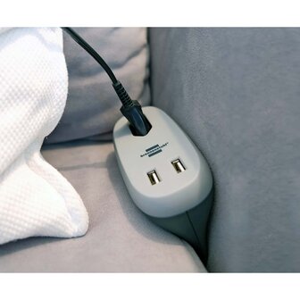 Estilo bankcontactdoos met USB-oplaadfunctie (bankcontactdoos met 1x Euro-contactdoos en 2x USB-lader, bedcontactdoos met montagerail)