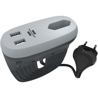 Estilo bankcontactdoos met USB-oplaadfunctie (bankcontactdoos met 1x Euro-contactdoos en 2x USB-lader, bedcontactdoos met montagerail)