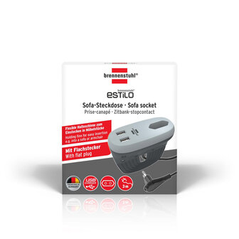 Estilo bankcontactdoos met USB-oplaadfunctie (bankcontactdoos met 1x Euro-contactdoos en 2x USB-lader, bedcontactdoos met montagerail)