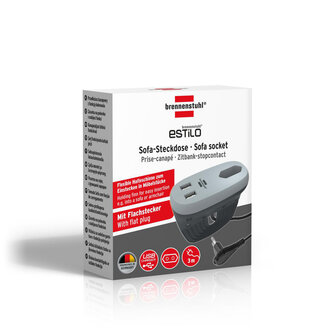 Estilo bankcontactdoos met USB-oplaadfunctie (bankcontactdoos met 1x Euro-contactdoos en 2x USB-lader, bedcontactdoos met montagerail)