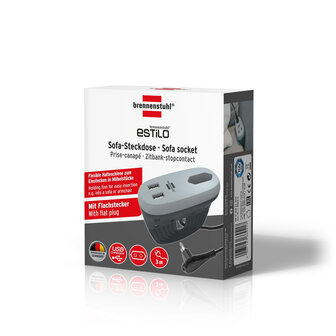 Estilo bankcontactdoos met USB-oplaadfunctie (bankcontactdoos met 1x Euro-contactdoos en 2x USB-lader, bedcontactdoos met montagerail)