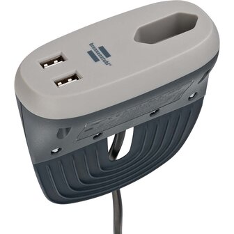 Estilo bankcontactdoos met USB-oplaadfunctie (bankcontactdoos met 1x Euro-contactdoos en 2x USB-lader, bedcontactdoos met montagerail)