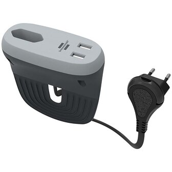 Estilo bankcontactdoos met USB-oplaadfunctie (bankcontactdoos met 1x Euro-contactdoos en 2x USB-lader, bedcontactdoos met montagerail)