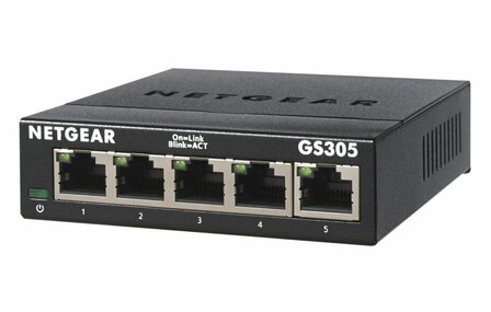 NETGEAR GS305 | Netwerk-switch | Unmanaged | L2 | 5-poorts Gigabit Ethernet (10/100/1000) | Zwart