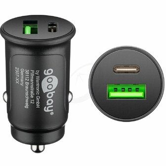 Goobay 48W Snelle Autolader met USB-C PD &amp; USB-A QC3.0 - Zwart 