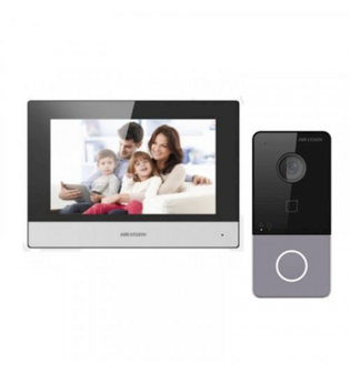 Hikvision DS-KIS603 IP Video intercom kit, 1 drukknop, 2 MP HD video, 7&quot; touch screen binnenstation