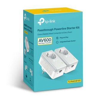 TP-Link TL-PA4010P KIT V5 | Powerline Adapter Set | 600 Mbps | Fast Ethernet | Met Stopcontact | Wit | HomePlug AV