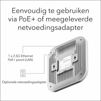 Netgear Insight WAX210 | WiFi 6 Access Point (AX1800) | 1800 Mbit/s | PoE (802.3at) | Inclusief Montagebeugel