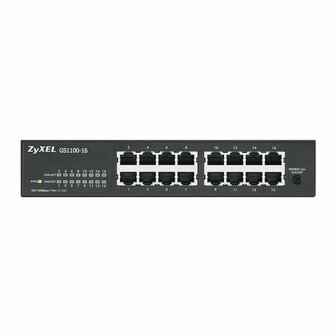 Zyxel GS1100-16 | Unmanaged Switch | 16-poorts Gigabit Ethernet | Zwart