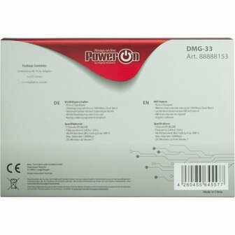 Inter-Tech DMG-33 | Wi-Fi 5 PCIe Adapter | Dual-band (2,4 GHz / 5 GHz) | 1300 Mbps | PCIe x1