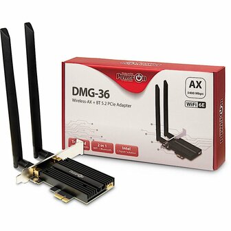 Inter-Tech DMG-36 Interne Adapter | WLAN: 802.11 a/b/g/n/ac/ax (Wi-Fi 6E) | Tot 5400 Mbit/s | Bluetooth 5.2