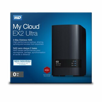 Western Digital My Cloud EX2 Ultra 3.5 Inch 2 bay My Cloud EX2 Ultra NAS, 0TB, Zwart