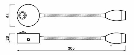 Travelleds opb spot Ch flex led 3K 315mm switch