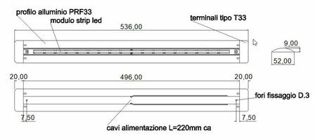  Travelleds Lineaire alu zw COB 3K 496 mm