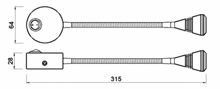 Travelleds opb spot Ch flex led 3K 315mm switch