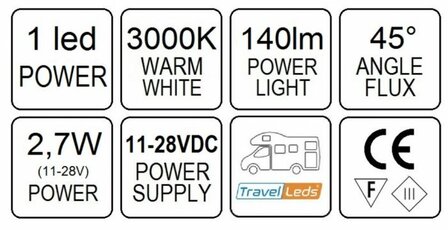 Travelleds opb spot Ch flex led 3K 315mm switch