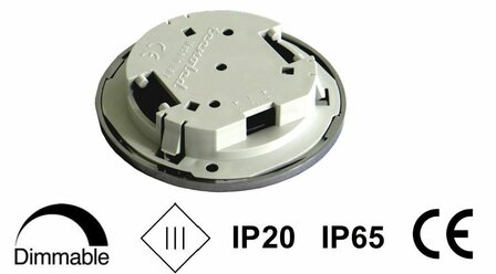 Travelleds inb spot Ch 80mm 6+6 Leds 3K+6K klem