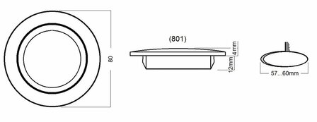 Travelleds inb spot Ch 80mm 6 Leds 3K+blauw touch klem