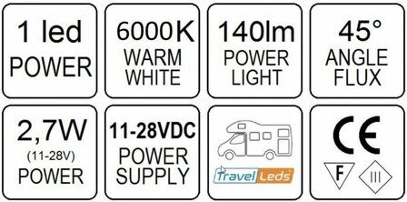  Travelleds opb spot Ch flex led 6K 315mm switch