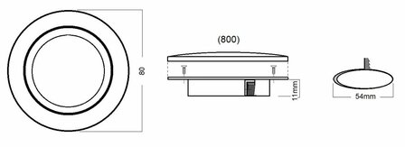 Travelleds inb spot Ch 80mm 6+6 Leds 3K+6K schroef