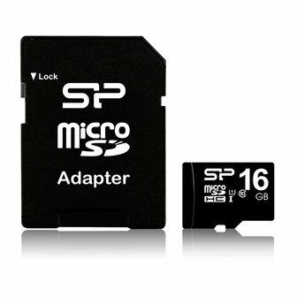 Silicon Power Elite | MicroSDHC | 16GB | Class 10 | UHS-I U1 | Inclusief SD-adapter | Zwart