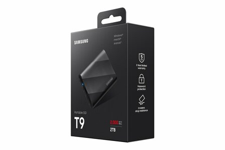 Samsung T9 | Externe SSD | 2TB | USB 3.2 Gen 2x2 | 2.000MB/s | Zwart | Compact &amp; Snel