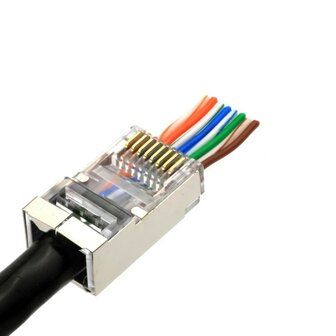Cat6 RJ45 Stekkers met doorsteek - 10 stuks - metaal afgeschermd