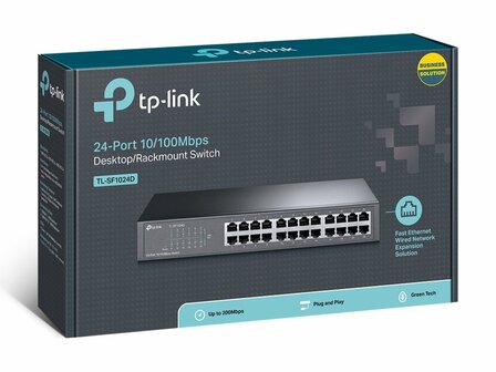TL-SF1024D | 24-poorts 10/100Mbps Unmanaged Switch | Auto MDI/MDIX | Energie-effici&euml;nt | Rack-monteerbaar | Returned