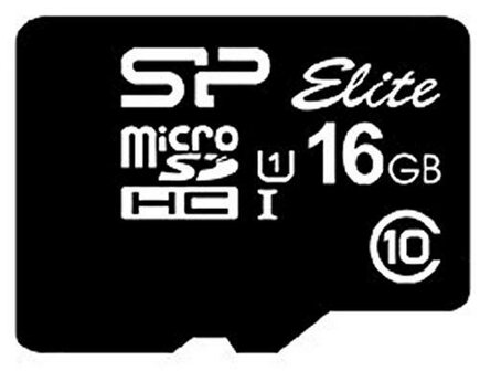 Silicon Power Elite | MicroSDHC | 16GB | Class 10 | UHS-I U1 | Tot 85MB/s | Inclusief SD-adapter | Zwart