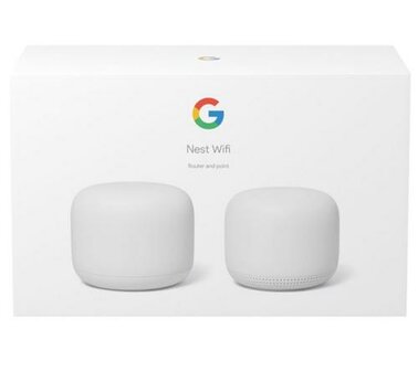 Google Nest Wifi (2‑pack) | Wifi 5 | Mesh Wifi-systeem | Gigabit Ethernet | Dual-band (2,4 GHz / 5 GHz) | ~2200 Mbit/s
