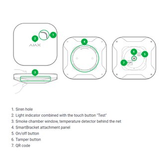 Ajax FireProtect Plus wit draadloze optische rookmelder met CO melder