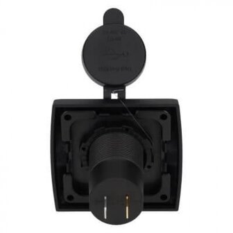 Power Line 2x USB-C PD 36W lader met afdekraam camper en caravan zwart