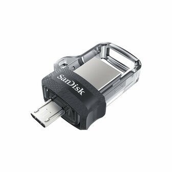 SanDisk Ultra Dual m3.0 USB flash drive 32 GB USB Type-A / Micro-USB 3.2 Gen 1 (3.1 Gen 1) Zwart, Zilver, Transparant