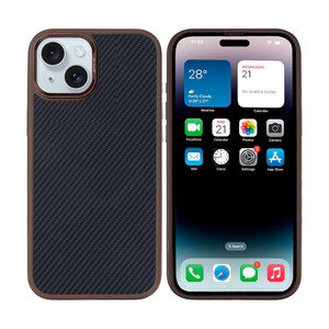 Rixus Premium Protective Case for Ip 15 carbon/brown