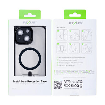 Rixus Metal Lens Protection Case Iphone 15 black/smoked