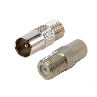 verloop F-connector male en Coax plug female