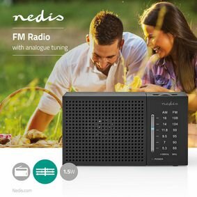 FM-Radio  Draagbaar Model AM / FM Batterij Gevoed  Analoog  1.5 W Zwart-Wit Scherm Koptelefoonoutput | IP20 | Zwart