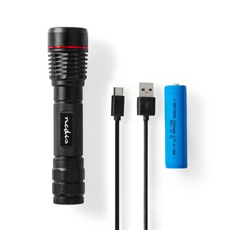 LED-Zaklamp  Batterij Gevoed 3.7 V DC 10 W N/A Incl. batterij(en) Oplaadbaar  Nominale lichtstroom: 1000 lm Lichtbereik: 200 m  Stralingshoek: 10 &deg;