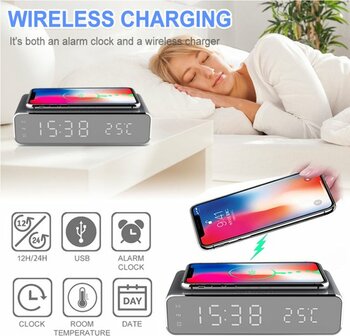 Gembird Digital Alarm Clock  with wireless charging