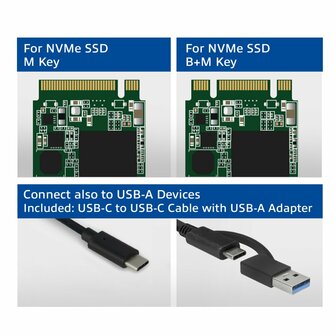 ACT AC1615 | USB-C M.2 NVMe/PCIe SSD Behuizing | Tool-Free | Aluminium | USB 3.2 Gen2 (10 Gbps)