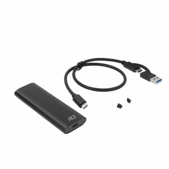 ACT AC1615 | USB-C M.2 NVMe/PCIe SSD Behuizing | Tool-Free | Aluminium | USB 3.2 Gen2 (10 Gbps)
