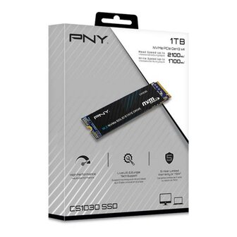 PNY CS1030 | 1TB NVMe SSD | M.2 Gen3 | 3D NAND Flash | 2.100 MB/s Lezen | 1.900 MB/s Schrijven