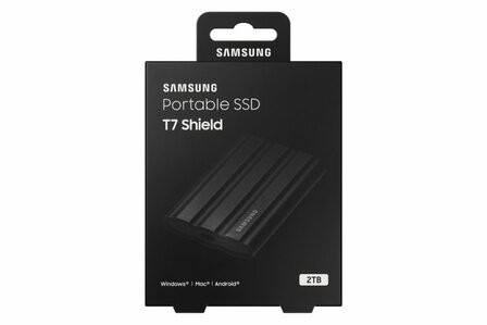 Samsung T7 Shield | Externe SSD | 2TB | USB 3.2 Gen2 | 1.050MB/s Lezen | 1.000MB/s Schrijven | Zwart