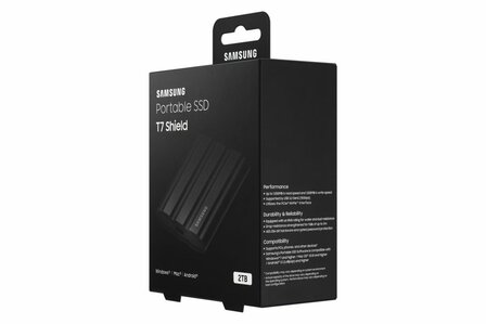 Samsung T7 Shield | Externe SSD | 2TB | USB 3.2 Gen2 | 1.050MB/s Lezen | 1.000MB/s Schrijven | Zwart
