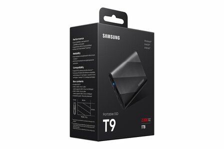 Samsung T9 | Externe SSD | 1TB | USB 3.2 Gen 2x2 | 2.000MB/s | Zwart | Compact &amp; Snel